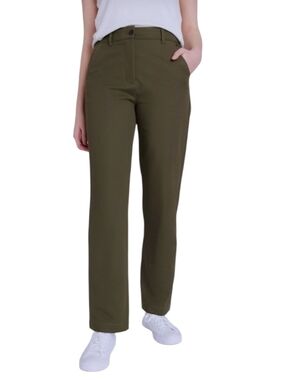 KIT & ACE Army Green High Waisted Stretch Straight Leg Trousers